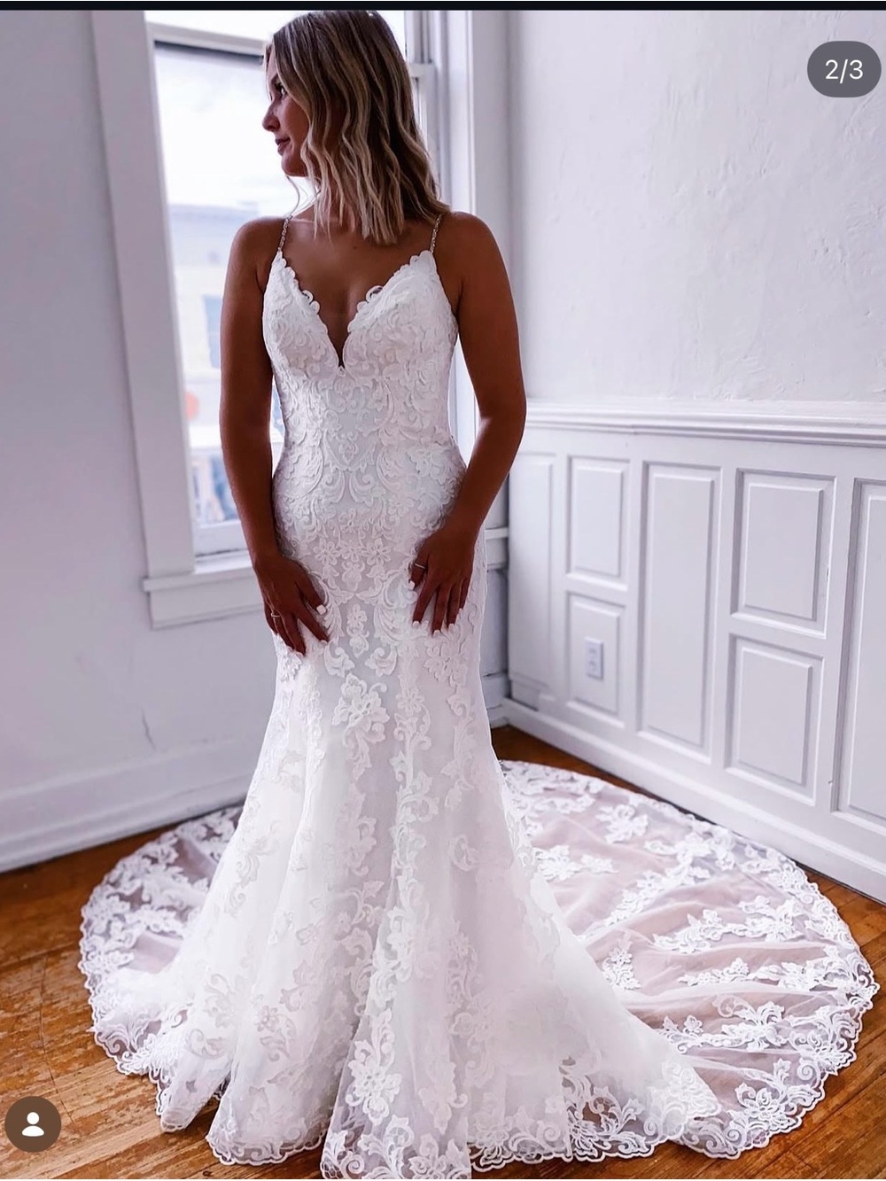 Mori Lee White Lace Bridal Gown With Beaded Trim View 2